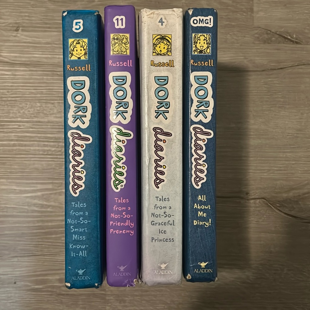 Dork diaries (Racheal Renee Russell) #11, #4, #5, all about me. Ages 9-13.